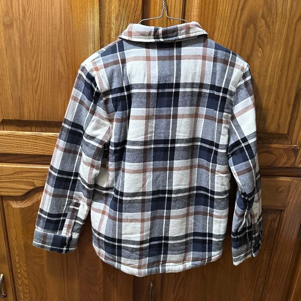 Boys‎ black/brown/white plaid Button-Up Shirt JACKET  Size 10-12 NEW